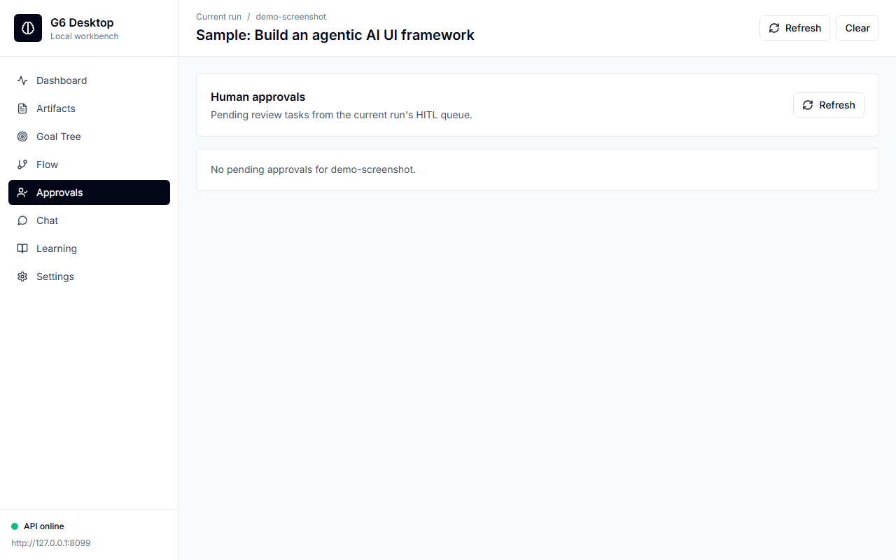 GUI Approvals view